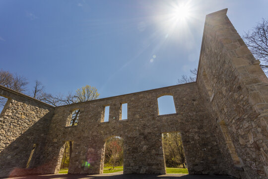 The old ruins at Hermitage in Ontario during a warm spring day.