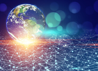 social global network with blue background Elements of this image furnished by NASA