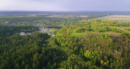 Obraz premium forest deciduous and coniferous. top of trees. green. nature. Clean Air.