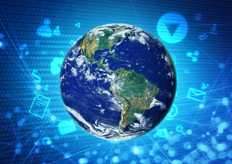 social global network with blue background Elements of this image furnished by NASA
