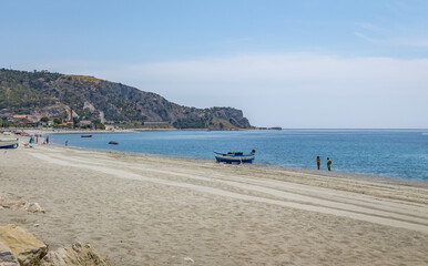 Fototapeta na wymiar Mediterranean beach of Ionian Sea - Bova Marina, Calabria, Italy