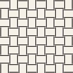 Crosshatch vector seamless geometric pattern. Crossed graphic rectangles background. Checkered motif. Seamless black and white texture of crosshatched lines. Trellis simple fabric print.