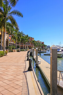 The waterfront along Smokehouse Bay on Marco island in Florida