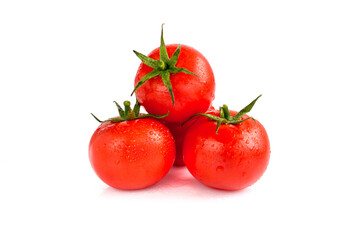 Three tomatoes isolated on white