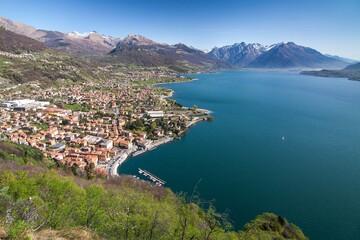 Fototapeta na wymiar Como lake seen from Dongo, High Lario. Lombardy Italy Europe