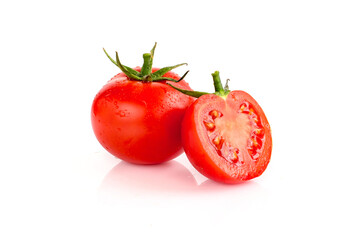 Fototapeta premium Red fresh tomatoes isolated on white background