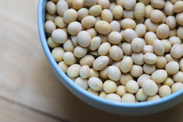 Close-up soybean on cup top view high angle