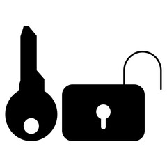 Key and lock  the black color icon .