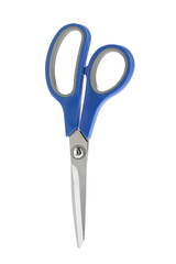 Blue scissors isolated on white background.   