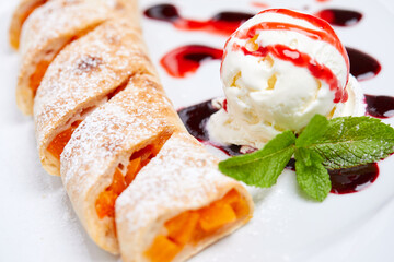 strudel with ice cream
