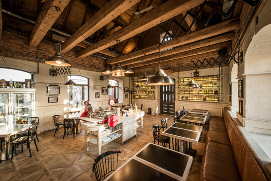 Rustic wooden caffee restaurant interior