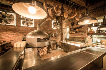 Traditional modern oven for cooking and baking pizza