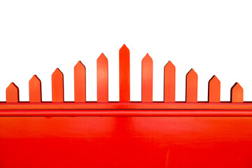 Red wooden fence at the entrance of the shrine, China. (public places)