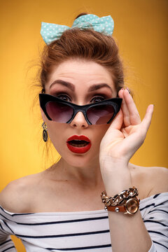 Girl pinap posing in studio