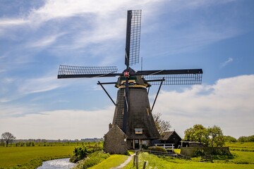 Naklejka premium Kinderdijk Windmills Landscape Netherlands