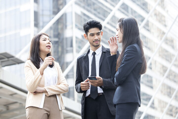 Asian business people or businessman and businesswoman outdoor, Protrait business concept.