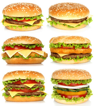 Collage of big hamburgers