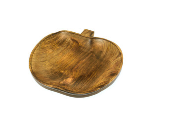 Apple shape wood plate with white background