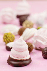 Pink homemade zephyr or marshmallow