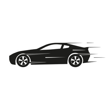 Car in motion icon. Flat style.