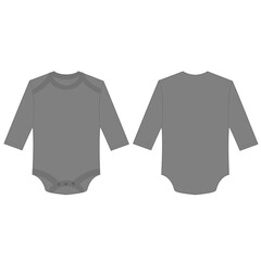 Grey baby long sleeve back and front bodysuit isolated vector