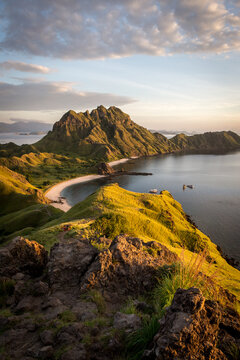 Landscape view from the top of Padar island in Komodo islands, Flores, Indonesia.