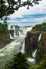 Iguazu falls in a cloudy day