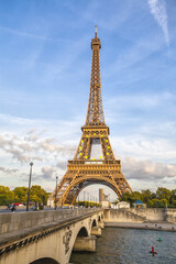 Fototapeta na wymiar The Eiffel Tower and River Seine Champ de Mars Paris France Europe