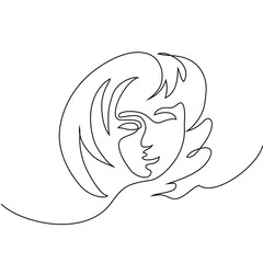 Continuous line drawing. Abstract portrait of a woman. Vector illustration.