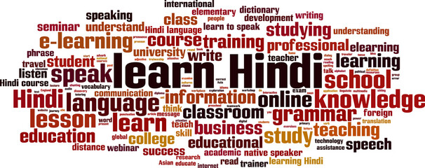 Learn Hindi word cloud