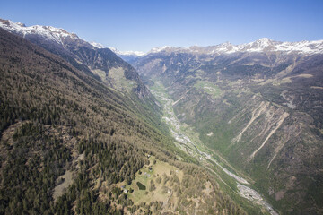 Fototapeta premium Aerial view of Poschiavo Valley Switzerland Europe