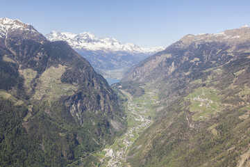 Aerial view of Poschiavo Valley Switzerland Europe