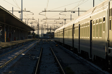 Fototapeta na wymiar Train station in the evening