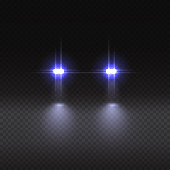 Obraz premium Car light effect on transparent background. Vector illustration.