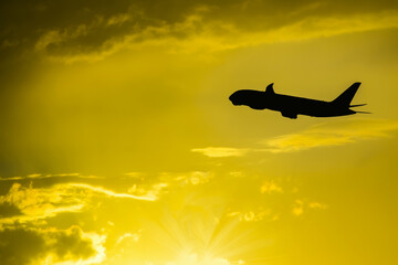 Passenger airplane in the clouds.