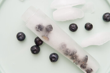 Ice Lolly home made with fresh fruit, blueberry flavor