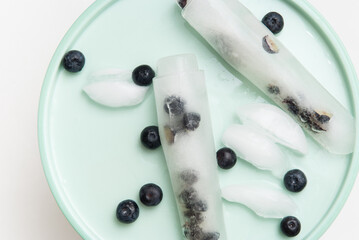 Ice Lolly home made with fresh fruit, blueberry flavor