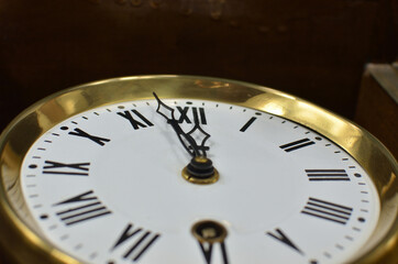 Clock in vintage or retro  style showing midnight or noon