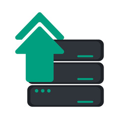 upload arrow with computer servers icon image vector illustration design 