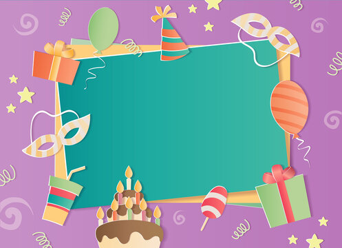 Happy Birthday photo frame. A realistic image that simulates paper. Aspect ratio photography 3:2