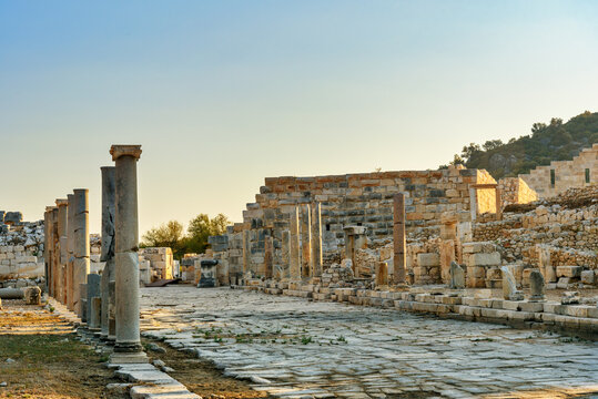 Main street in ancient Lycian city Patara. Turkey