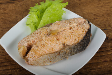 Steamed salmon