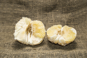 halves of fruit pomelo