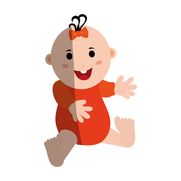 happy smiling female baby in onesie icon image vector illustration design 