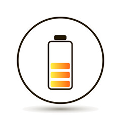 Battery icon vector on black background. Symbols of battery low charge level
