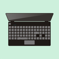 Top view of laptop computer. vector illustration.