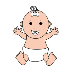 Cute baby flat line design over white background. Vector illustration.
