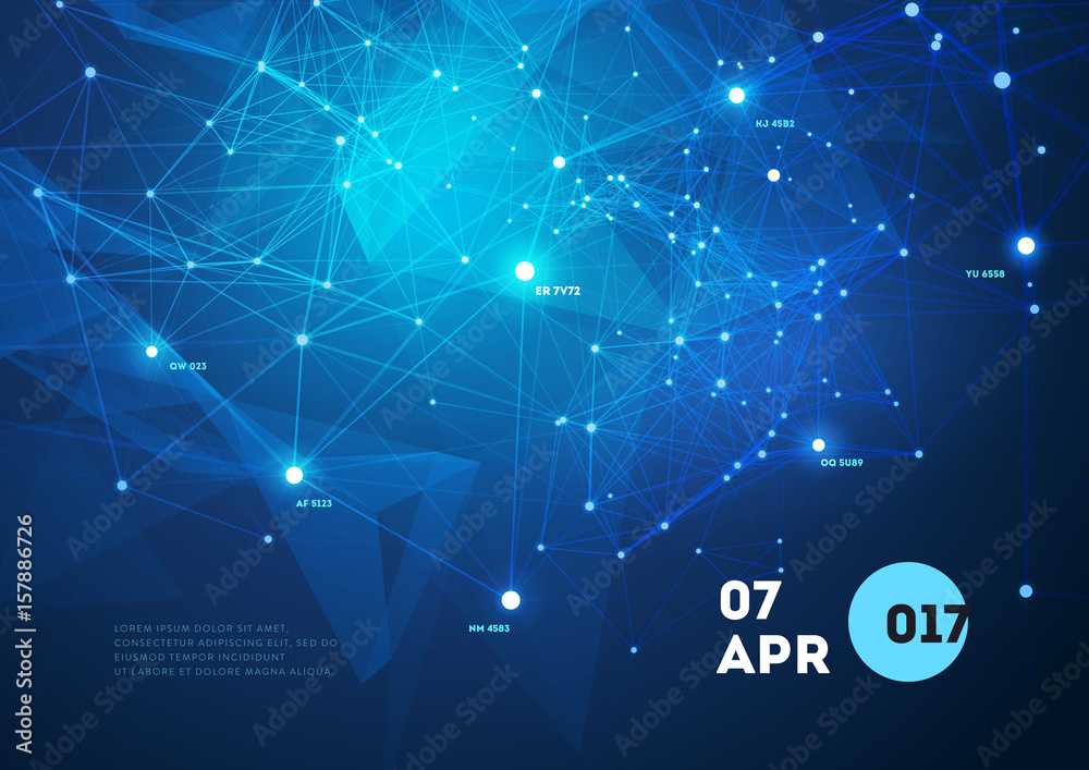 Fototapete 3d abstract mesh background with circles, lines and triangular shapes design layout for your busines