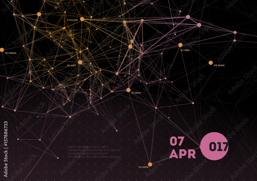 Poster 3d abstract mesh background with circles, lines and triangular shapes design layout for your busines