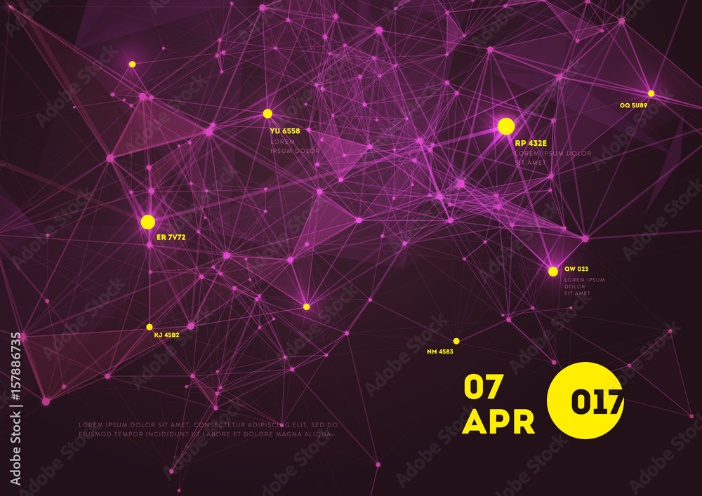 Poster 3d abstract mesh background with circles, lines and triangular shapes design layout for your busines